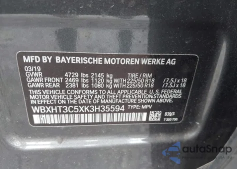 2019 BMW X1 xDrive28I from USA, damaged, VIN WBXHT3C5XK3H35594